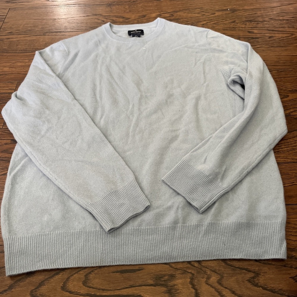 NWT DANIEL HECHTER Paris CASHMERE Crew Neck Pullover Sweater Light Blue Men's L
